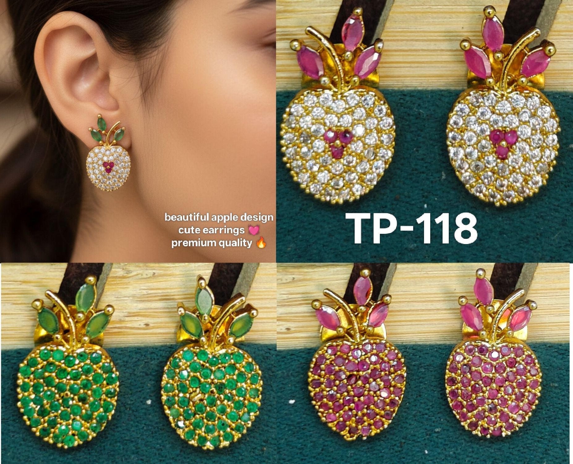 apple design cute earrings