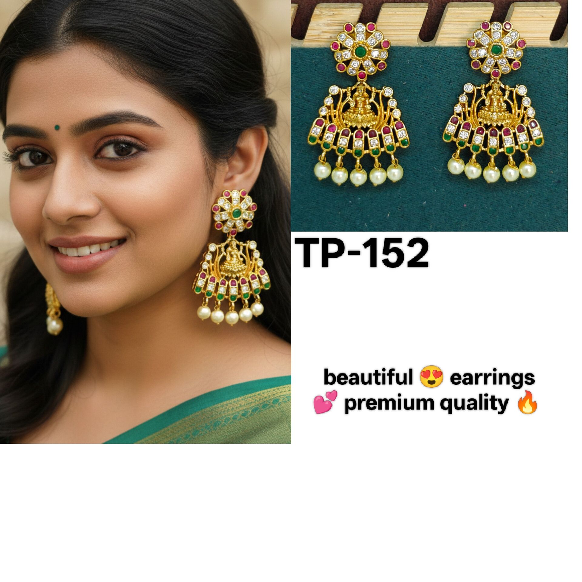 multi stones laxmi devi earrings 🤩