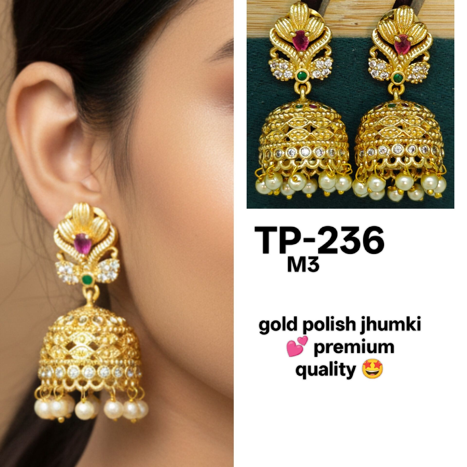 Gold polish jhumki