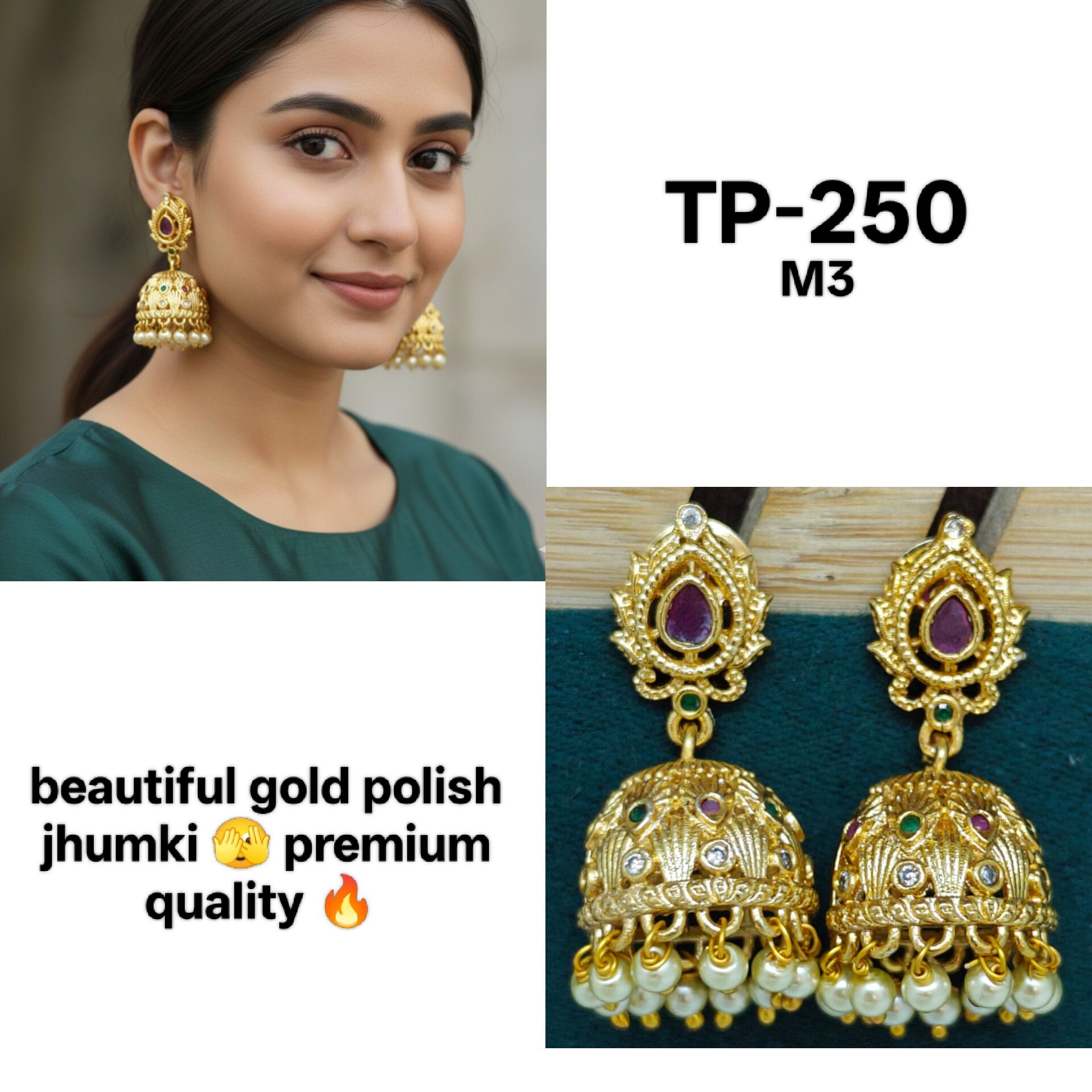 Gold polish jhumki