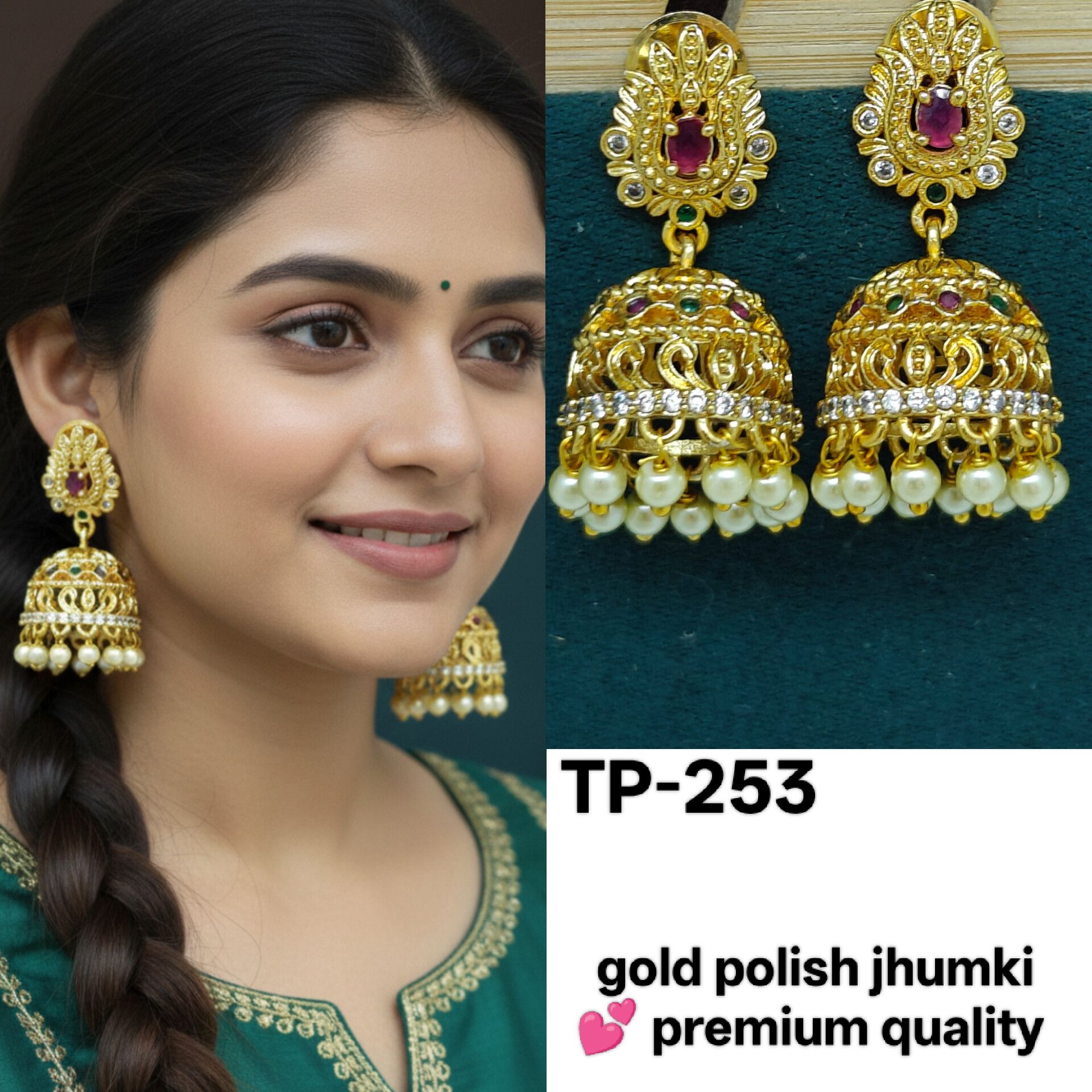 Gold polish jhumki
