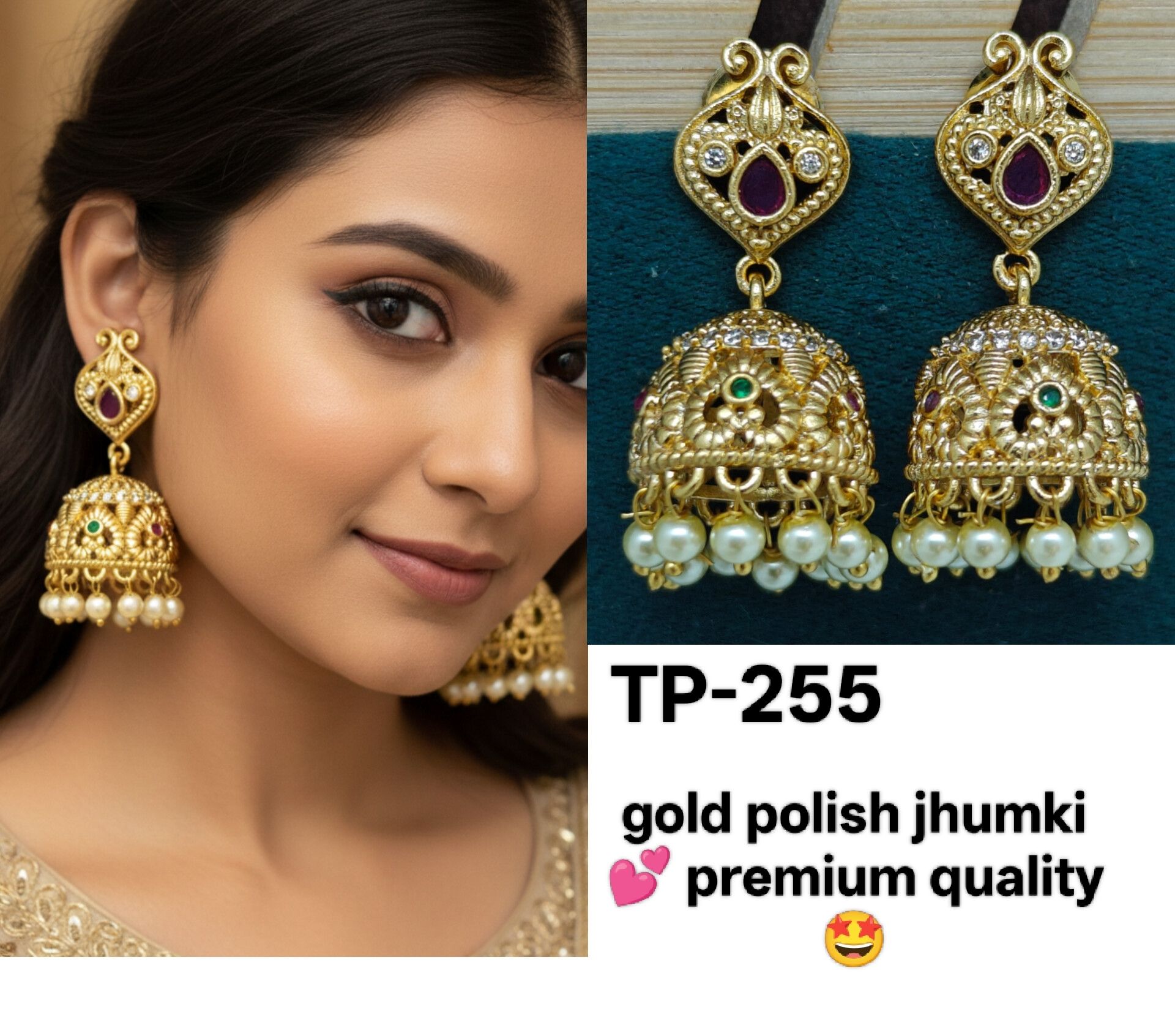 gold polish jhumki