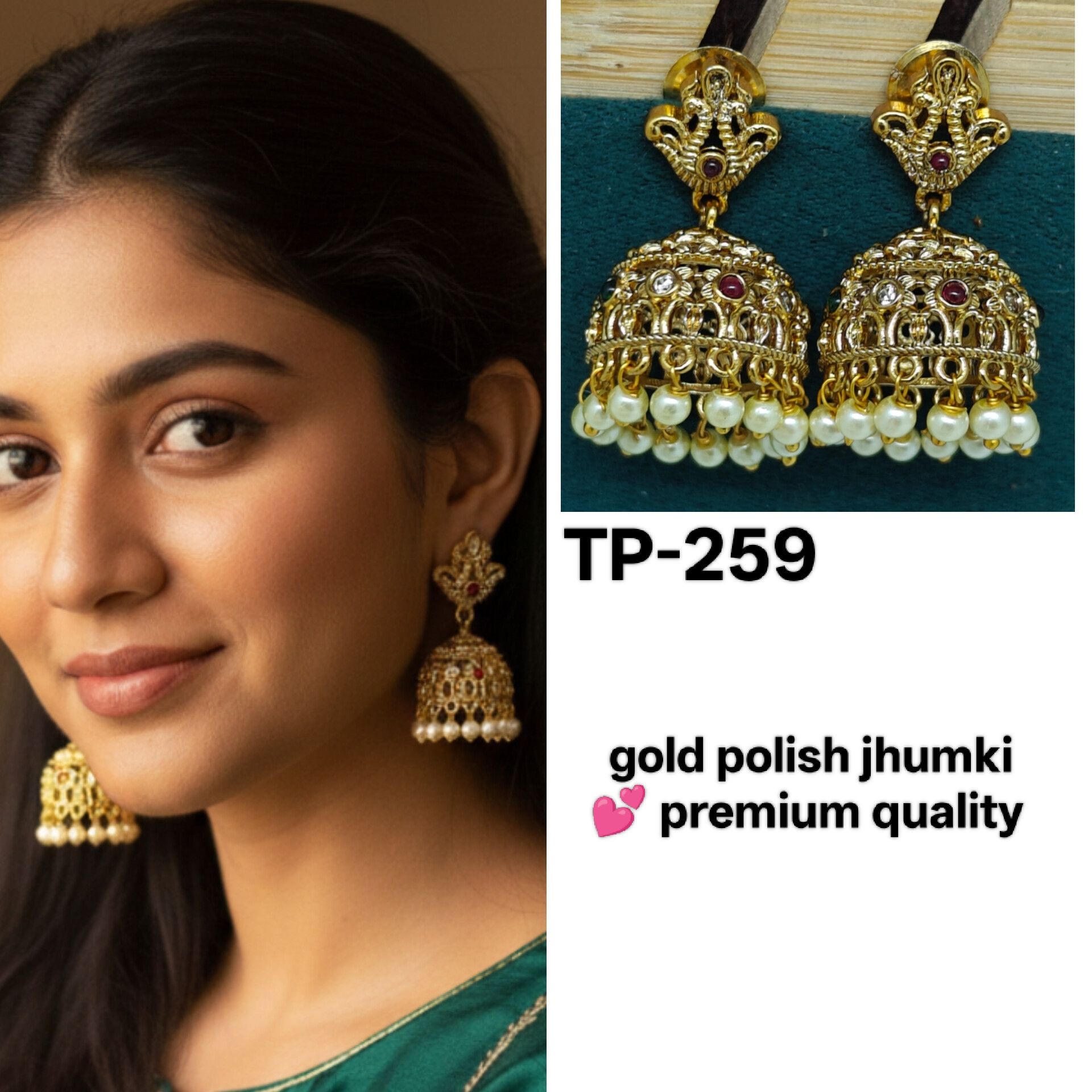 Gold polish jhumki