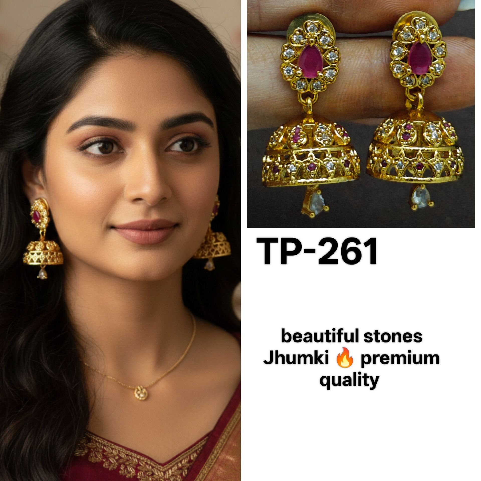 stone jhumki