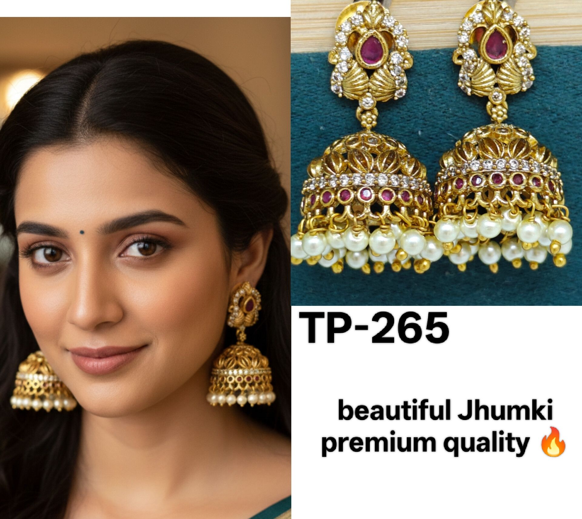 Gold polish jhumki 💕