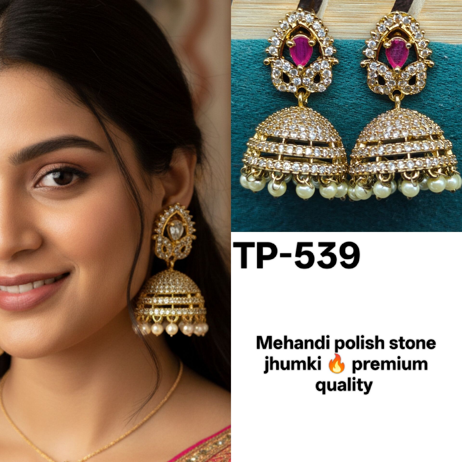 Mehandi polish jhumki