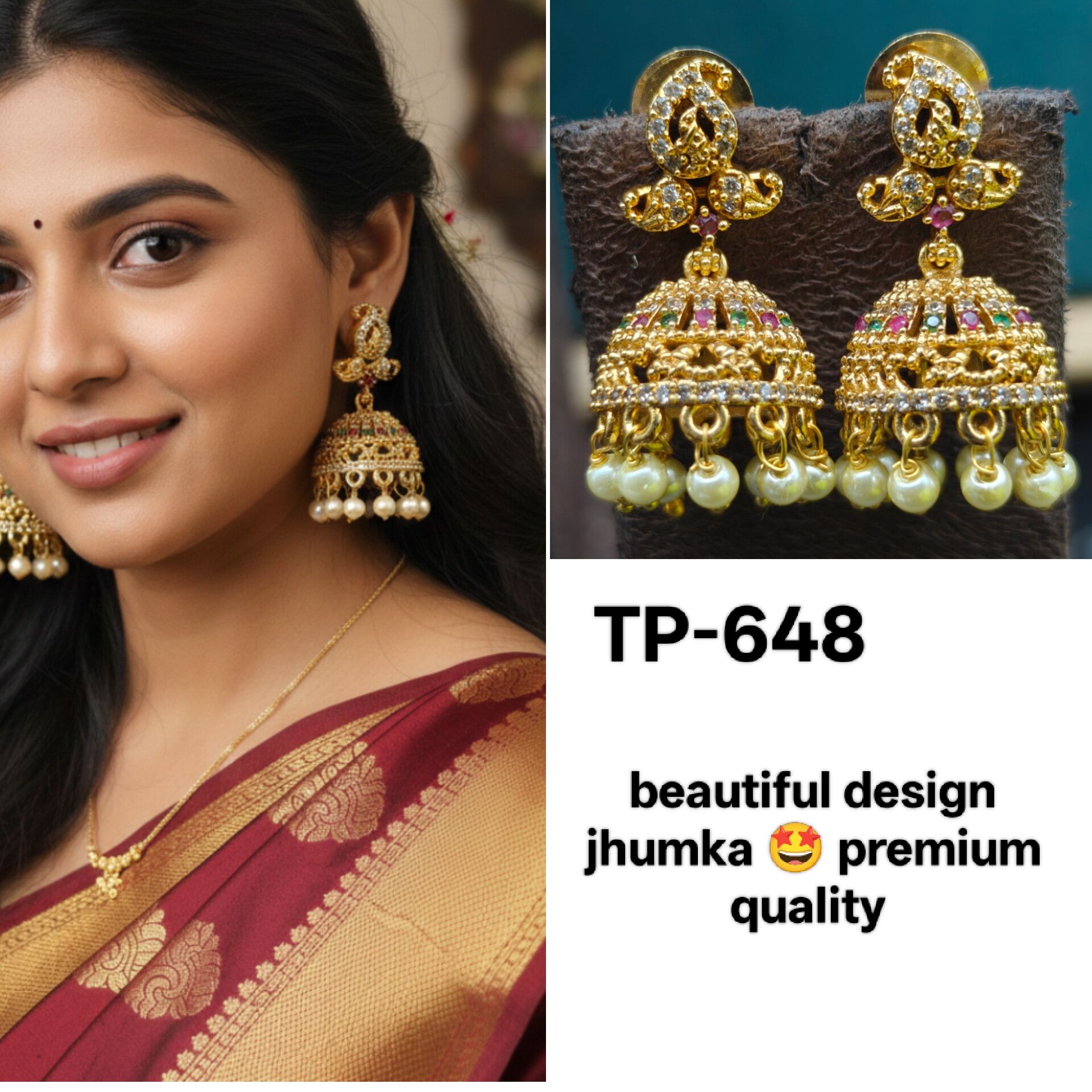 Gold design jhumki 🔥