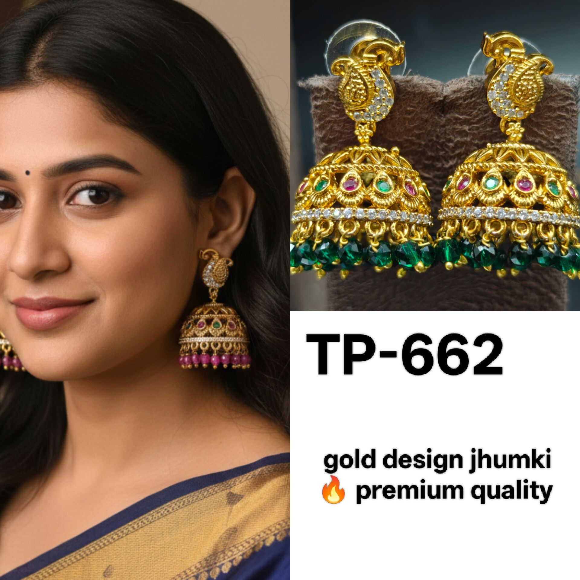 gold design jhumki 🔥