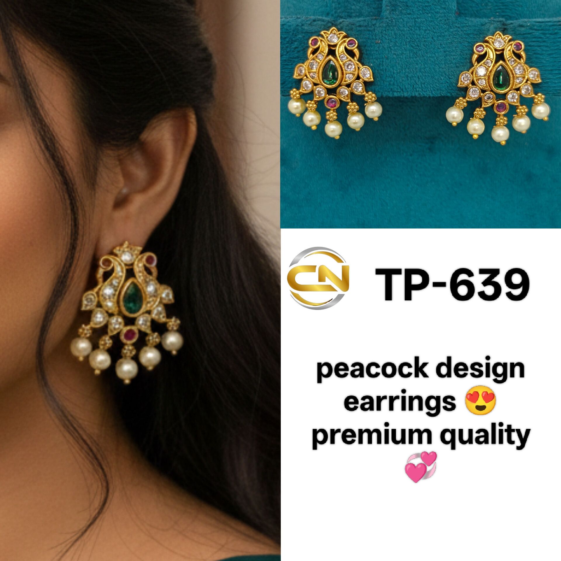 Peacock design earrings 😍